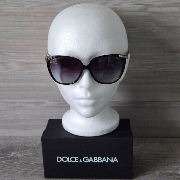 Dolce & Gabbana Womens Sunglasses Black Frame Gradient Lens 58mm Case Box Italy - Picture 3 of 16
